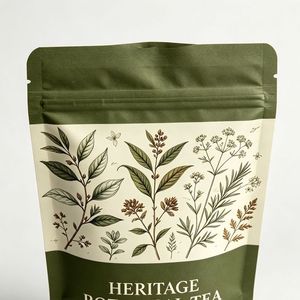 High Barrier Aluminum Foil Matte Finish <b>Zip</b> <b>Lock</b> Resealable Odor Proof Tear Notch Stand Up Pouch For Premium Tea Packaging <b>Bag</b> - Product Image 2
