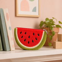 Maßgefertigte Plüsch-Wassermelonen-Geldbörse in Scheibenform mit Bestickten Samen Reißverschluss-Tasche für Kinder Geschenk OEM