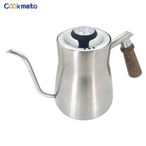 Tetera de café con cuello de cisne de acero inoxidable 304 de alta calidad, tetera de cocina con mango de madera de 850ml con escala de termómetro - Product Image 5