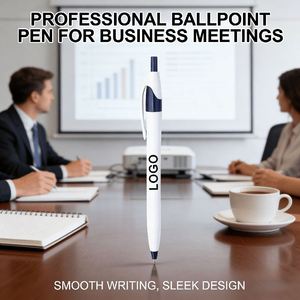 23 Custom Logo <b>White</b> Thin Barrel Plastic Ballpoint <b>Pen</b> Click Action Small Gourd Javelin Advertising Promotional Ball <b>Pen</b> - Product Image 3