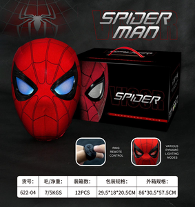 Máscara de Cosplay de látex de neón para fiesta de <span class=keywords><strong>Spider</strong></span> <span class=keywords><strong>Man</strong></span>, ojos móviles controlados por anillo, iluminada para regalos de cumpleaños y ocasiones de Mascarada - Product Image 4