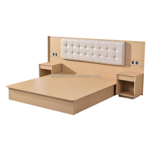 Muebles Comerciales Funcionales, Cama Moderna para Hotel con Cabecera Multi-Outlet y Mesitas de Noche de Madera para Conjuntos de Dormitorios de Hotel de 3 Estrellas - Product Image 6