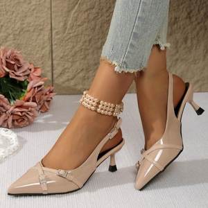 Stiletti <span class=keywords><strong>Slingback</strong></span> da Donna Direttamente dalla Fabbrica - Tacchi Alti a Punta in <span class=keywords><strong>Pelle</strong></span> Verniciata con Sandali con Tacco da Donna - Product Image 6