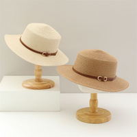 En Gros Chapeau de Paille à Calotte Plate, Sac Fourre-Tout Grande Capacité pour Femme Tendance, Sac de Plage et Ensemble Chapeaux de Paille pour Vacances en Bord de Mer