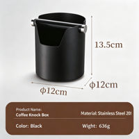 Bac à café et boîte à marc de café en acier inoxydable, design cylindrique moderne et durable