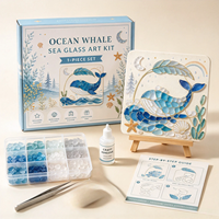 Kit d'art mosaïque en verre de mer pour fusée spatiale DIY en gros, ensemble de loisirs créatifs en carreaux de verre avec chevalet, fournitures de jouets éducatifs