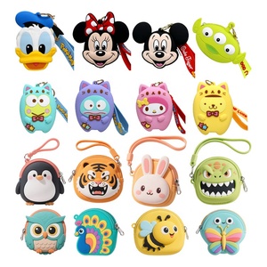 Customizable Food Grade Silicone Rubber Pouches Keychain Coin <b>Wallet</b> Change Purse Reusable Silicone Kids Pouch <b>Zip</b> Bag With Logo - Product Image 2