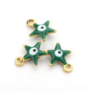 Colgante de acero inoxidable esmaltado mixto con estrella y ojo turco de 8mm para hacer collares, dije colorido de doble cara con efecto de gota de aceite - Product Image 3