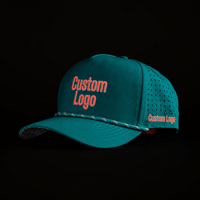Casquette de golf brodée 5 panneaux, logo personnalisé, haute qualité, faible MOQ, bandeau ventilé, fermeture auto-agrippante, séchage rapide, durable, pour homme