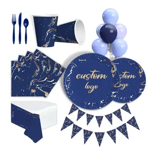 Prix d'usine vente en gros mariage anniversaire événement décorations assiettes en papier serviettes de table fournitures de fête ensembles de vaisselle de fête