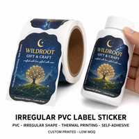 Autocollants personnalisés en PVC thermique imprimés, découpés à la forme, pour cadeaux et artisanat, faible MOQ, étiquettes adhésives imprimées numériquement pour marques