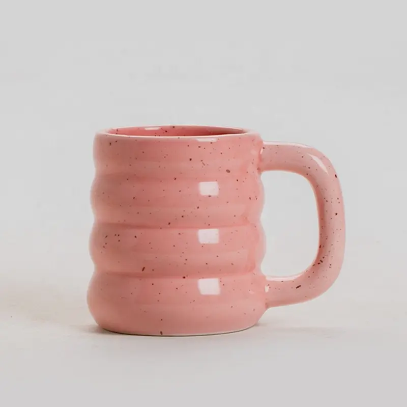 Taza de café con nubes rosas de punto de pulverización de gran tamaño 500ML de capacidad Dolomita de cerámica