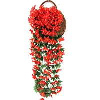 OH ARTS Violet Fleur Artificielle Tenture Murale Panier Vigne Rotin Soie Plastique pour Mariage Saint Valentin Fête Maison