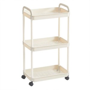 Chariot de rangement mobile à 3 niveaux pour légumes avec roulettes, chariot de rangement domestique peu encombrant - Product Image 1