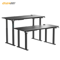 Bureau de jeu PC en métal noir de qualité supérieure, réglable en hauteur, à double moteur, avec éclairage d'ambiance, pour la maison (vente en gros)