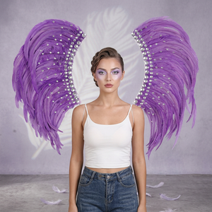 Alas <span class=keywords><strong>de</strong></span> Ángel con Plumas y Diamantes <span class=keywords><strong>de</strong></span> Imitación en Varios Colores para Disfraces <span class=keywords><strong>de</strong></span> Halloween, Navidad, Cosplay, Carnaval, Fiestas y Escenarios, Venta al Por Mayor - Product Image 2