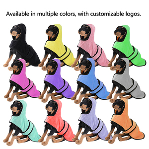 Peignoir à capuche noir personnalisable pour animaux de compagnie Peignoir en microfibre ultra-absorbant pour chiens Doux et doux pour la peau - Product Image 2