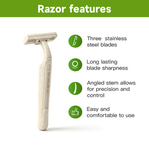 <span class=keywords><strong>Rasoi</strong></span> Usa e Getta Biodegradabili Ecologici in Paglia di Grano con Tripla Lama Super Resistente in Acciaio Inossidabile per Viaggi Maschili - Product Image 2