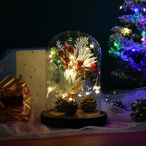 Mini <span class=keywords><strong>arbre</strong></span> de noël floqué pour Table avec lumières, <span class=keywords><strong>arbre</strong></span> à bouteille à piles avec dôme en verre - Product Image 4