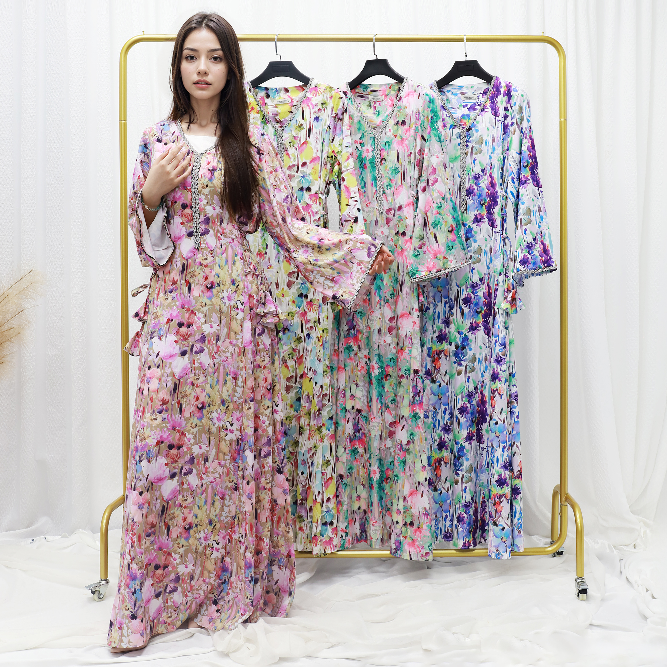 Islamic Clothing Plain Modesty Long Dress Simple Muslim Women Daily Clothes  Open Abaya