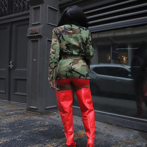 เสื้อแจ็คเก็ตผู้หญิงแฟชั่นใหม่ปี 2026 ลายพราง พร้อมเข็มขัด ปกเสื้อเชิ้ต ติดกระดุมสามเม็ด - Product Image 4