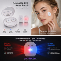 Patchs hydrocolloïdes LED pour l'acné, thérapie par lumière rouge rechargeable, lot de 2, lumière rouge et bleue électronique, pour boutons et imperfections