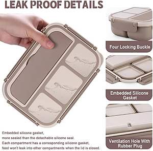 Boîtes à lunch pliables pour enfants à 2 compartiments, réutilisables, chauffables, étanches, préservant la fraîcheur, pour le stockage des aliments - Product Image 5