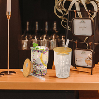 Gobelet en verre de 3oz avec trou pré-percé Mini gobelet en verre à shot à sublimation avec couvercles et pailles