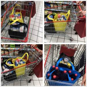 Sacs d'épicerie pliables avec logo personnalisé, poignée renforcée, sacs de courses robustes avec fond en plastique épais pour le stockage en supermarché - Product Image 6