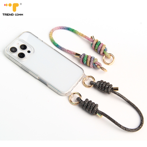 Thời trang Bling <span class=keywords><strong>handmade</strong></span> thắt nút kim cương dây đeo cổ tay cho Iphone 15 16 17 Sumsung trường hợp điện thoại di động quyến rũ Vòng đeo tay dây chuyền túi quyến rũ - Product Image 2