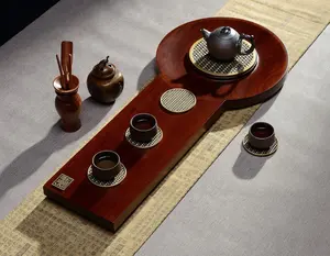 đồng và gỗ hồng mộc gỗ teapoy thiết kế