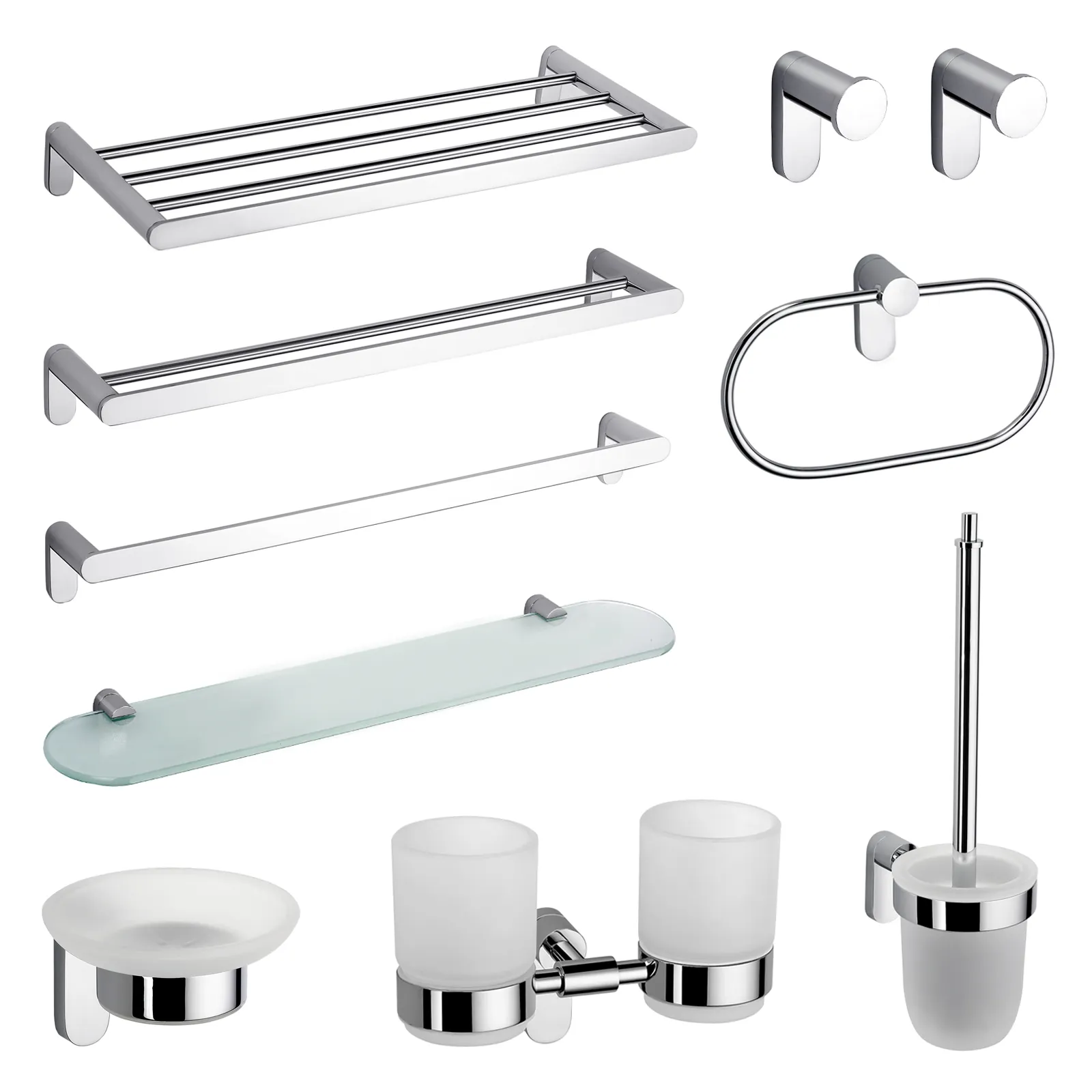 Modern Design Bathroom Hardware Sets Luxury Wall Mounted High Quality Hotel Sanitary Ware Accessories Kit Chrome