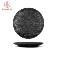 Assiettes en mélamine pour steak et dessert, rondes, écologiques, durables, noir mat et blanc, 7, 9, 11 pouces, modernes