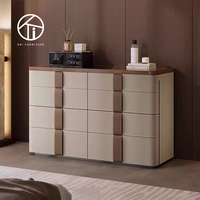 Meuble console en bois haut de gamme OKi avec huit compartiments de rangement pour bijoux et 8 tiroirs pour chambre moderne de luxe en panneaux de contreplaqué