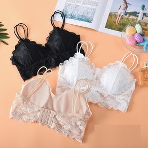 Lady's Free Size 3 Hook Back Close <strong>Pad</strong> Removable <strong>Lace</strong> <strong>Bralette</strong> Top - Product Image 2
