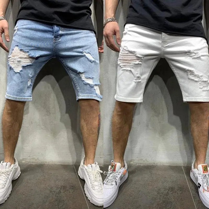 Short en Denim pour homme, Jeans avec rayures latérales, personnalisé, vente en gros, usine chinoise