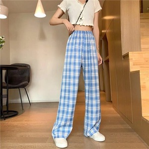 <strong>Women's</strong> Fashion High Waist 2025 <strong>Women</strong> Pants Streetwear Mopping <strong>Trousers</strong> <strong>Plaid</strong> Wide-leg Pants - Product Image 2