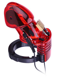 Elektrik çarpması Penis seks oyuncakları makinesi iffet cihazı küçük standart boyut erkek Penis ile Penis <span class=keywords><strong>Cock</strong></span> <span class=keywords><strong>Cage</strong></span> pirinç kilit - Product Image 5