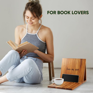 Triangle <span class=keywords><strong>pliable</strong></span> en <span class=keywords><strong>bois</strong></span> d'acacia repose-lecture porte-livre et coin livre <span class=keywords><strong>valet</strong></span> de lecture avec tasse porte-stylo - Product Image 6