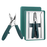 Ensemble de 3 coupe-ongles pour pédicure, surface inclinée en forme d'aigle, manche long, bouche large, anti-éclaboussures, haute précision, boîte