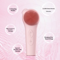 Nettoyeur facial à ultrasons en silicone, nettoyage en profondeur des pores, massage du visage, appareil de beauté à usage domestique, brosse nettoyante intégrée
