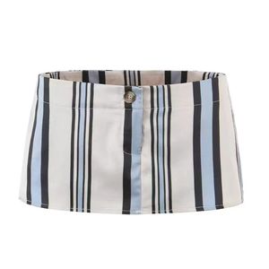 Nouveautés : Ensemble d'été pour femme, chemise sans manches et mini-jupe moulante avec col suspendu et sac contrastant à rayures - Product Image 3