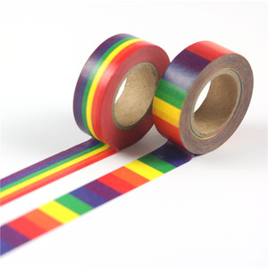 Cinta Washi Básica Arcoíris de 15 mm x 10 m, Rayas Arcoíris, Decoración para Diario, Suministros para Manualidades - Product Image 3