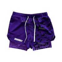 Short de bain double couche Fit in Sport Gym Short de sport pour hommes Short de compression en polyester spandex avec poches pour téléphone
