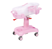 XINDA Berceau d'hôpital ABS pour bébé, lit de nouveau-né avec étagère de rangement transparente et cadre de chariot mobile 780x530x880mm