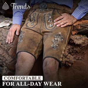 Lederhosen sur mesure pour homme en cuir véritable, shorts au-dessus du genou, tenue bavaroise pour l'Oktoberfest - Product Image 6