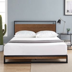 Lit mural double de style vintage avec cadre en acier inoxydable durable, panneaux en bois, design simple, couleur Mu En, pour chambre à coucher et salon - Product Image 3