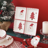 Unterglasur-Farbgestaltete Weihnachts-Keramik-Geschirrset mit Mikrowellengeeignung für Feiertagspartys & Großhandels-Geschenke