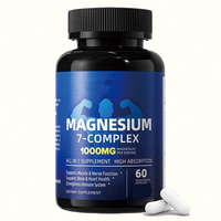 Suplemen Magnesium 7 Kompleks dengan Daya Serap Tinggi 1000mg Per Sajian Kapsul Vegetarian untuk Fungsi Otot dan Saraf