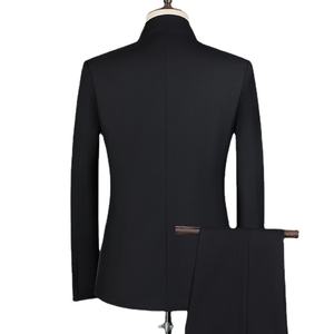 Costume d'affaires 3 pièces <span class=keywords><strong>blanc</strong></span> coupe ajustée pour homme, plissé sur le devant et col montant, imperméable, style chinois - Product Image 5